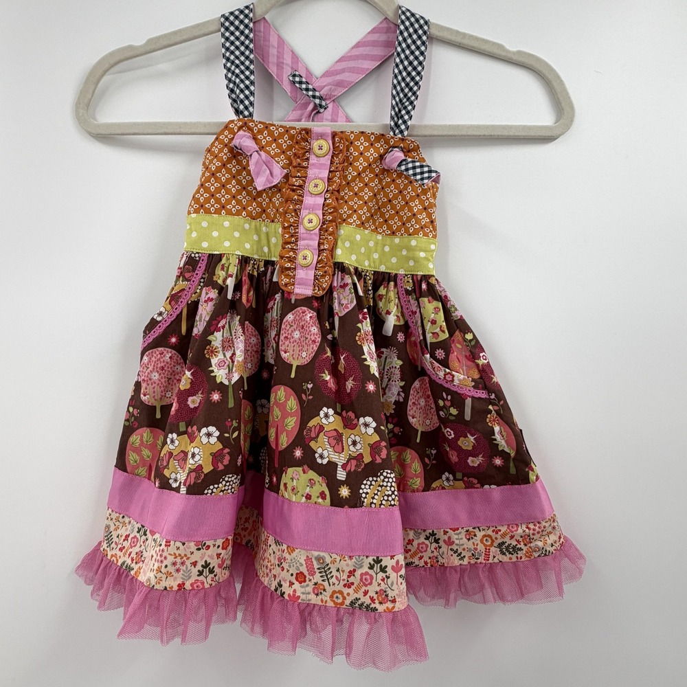 Matilda Jane Dress Girls 2T Spinning With Joy Knot Floral Sundress Tulle Hem